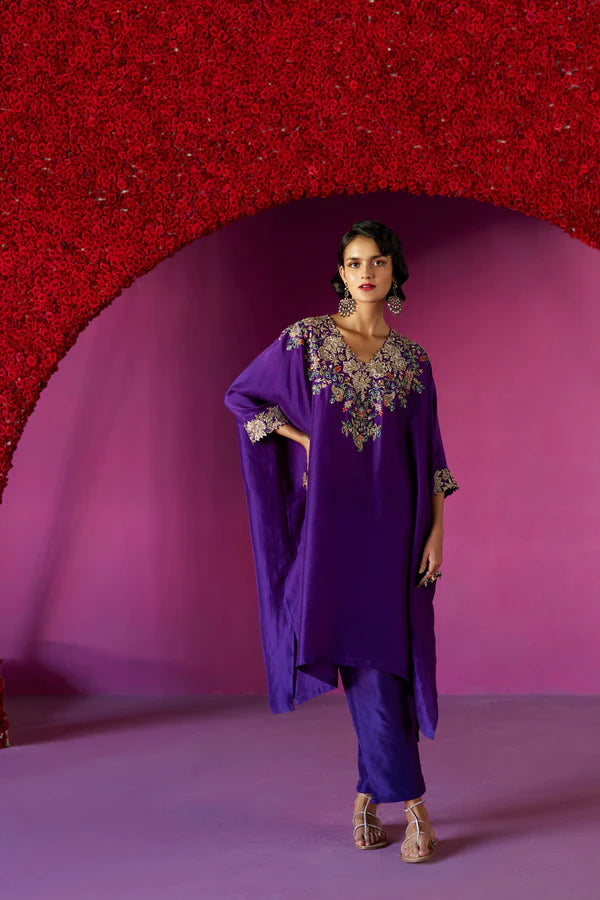 Purple Reva Cuff Kurta Set
