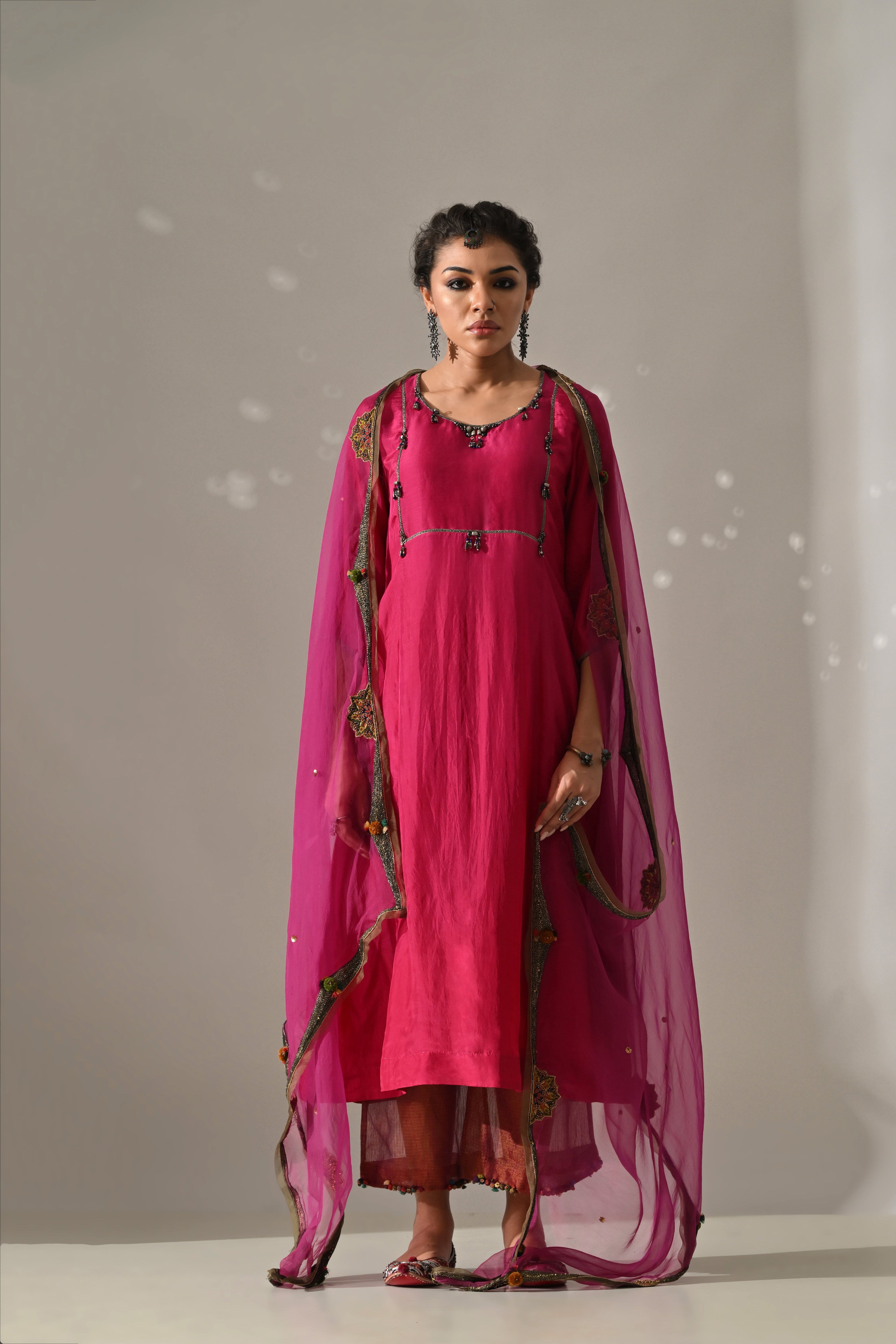Pink Hand Embroidered Kurta Set