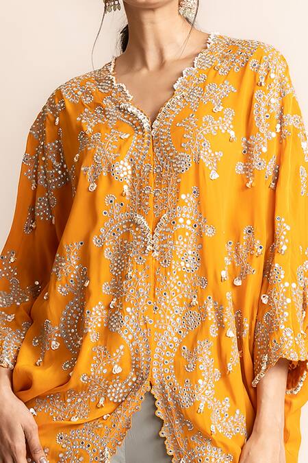 Orange Short-Kite Top With Gharara Set