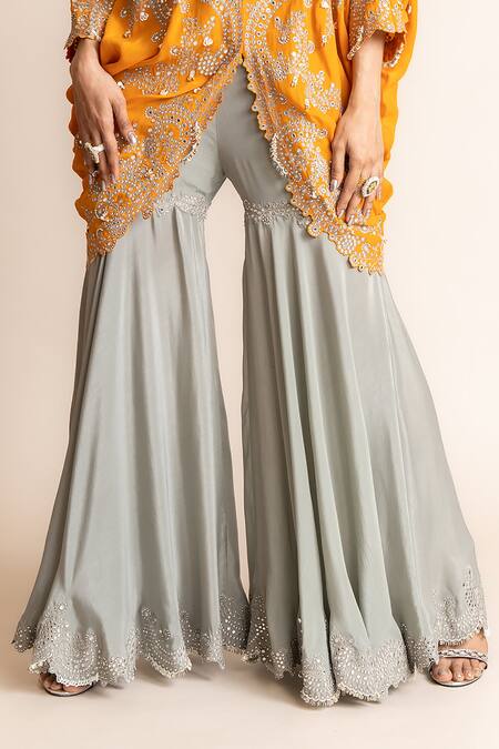 Orange Short-Kite Top With Gharara Set