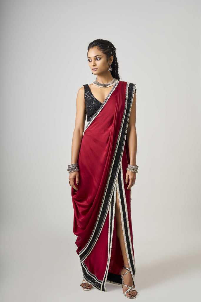 Pre-Draped Sari Set