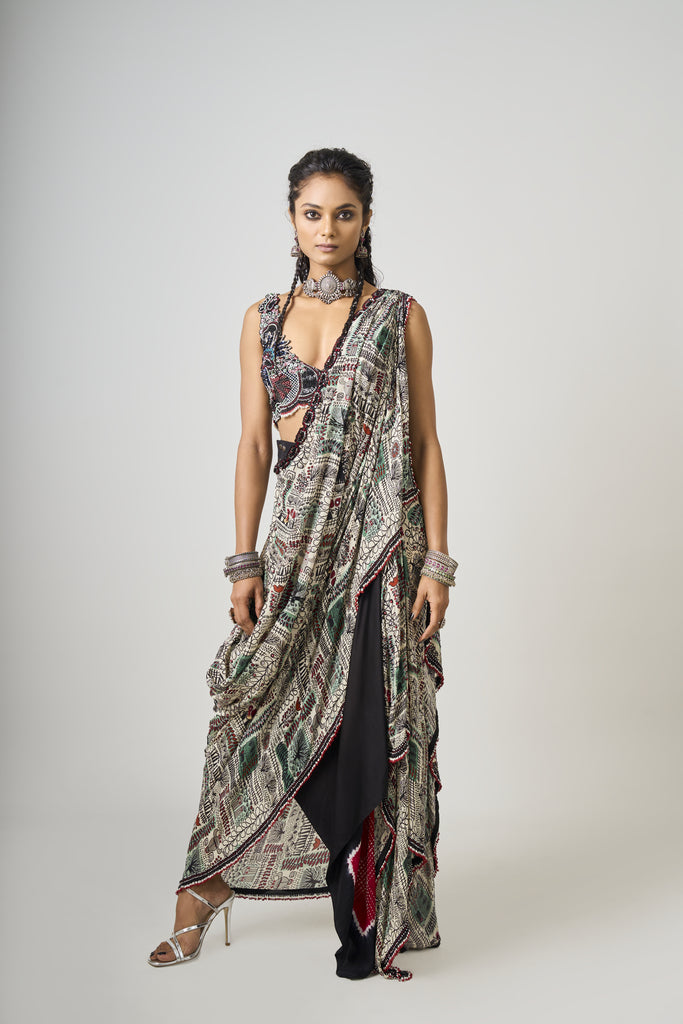 Pre-Draped Sari Set