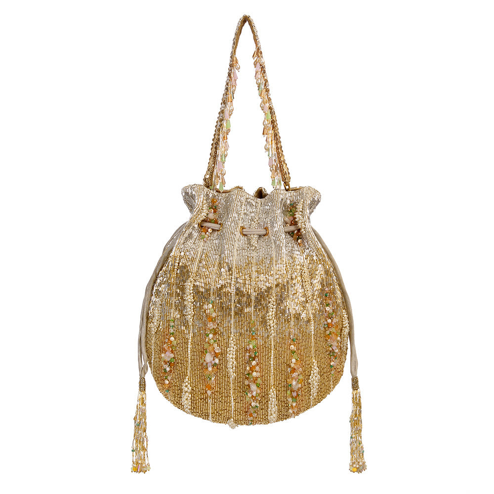 Nora Potli Peerless Gold Lustrous Silver Multi With Handle