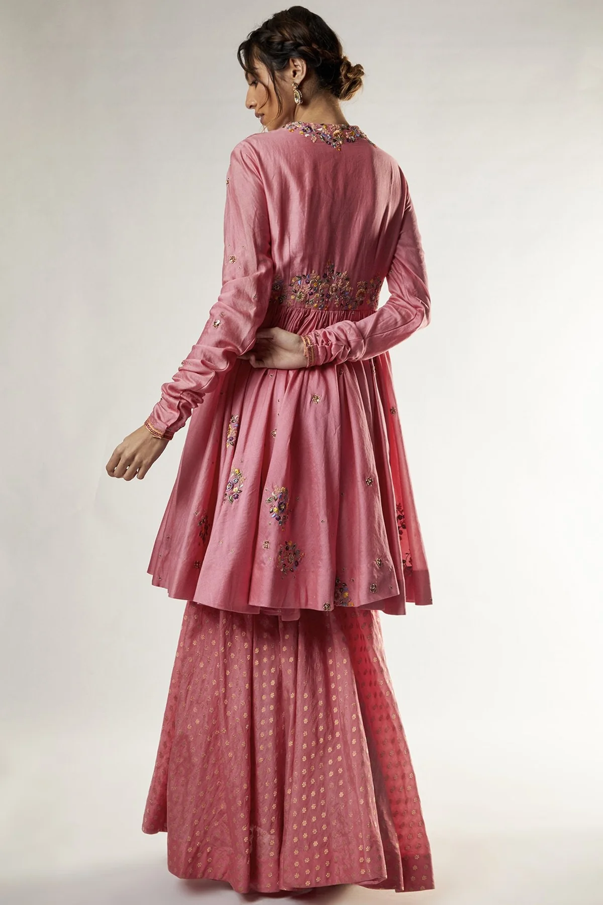 Pink Brocade Sharara Set