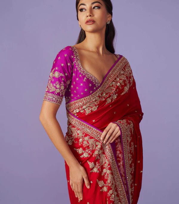 Red Astra Saree Set