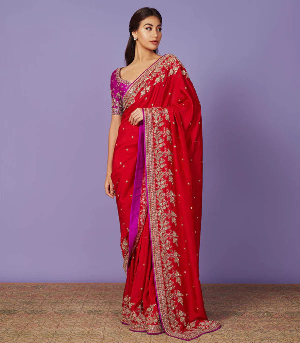 Red Astra Saree Set