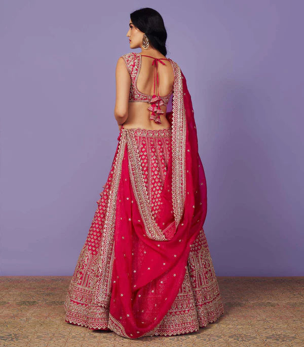 Hot Pink Raw Silk Shukrana Lehenga Set