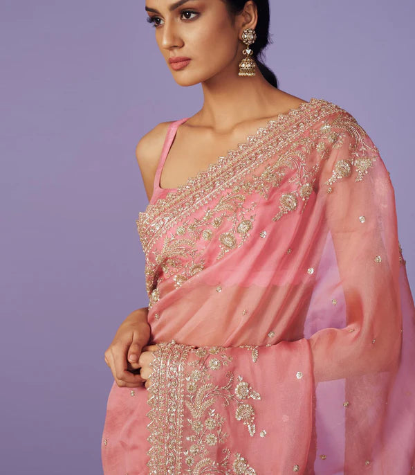 Rose Pink Astra Saree Set