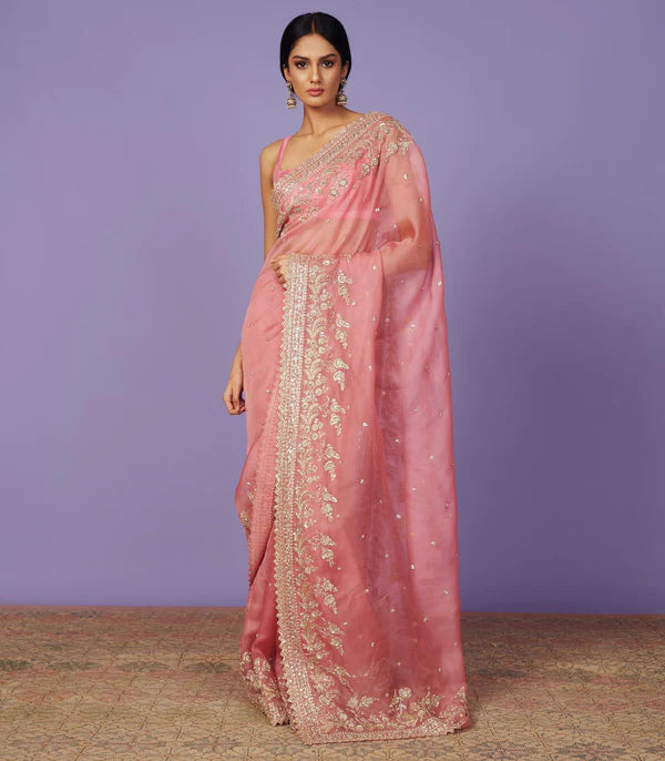Rose Pink Astra Saree Set