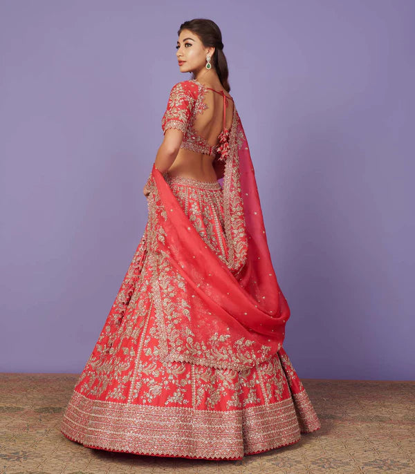 Peach Organza Astra Lehenga Set