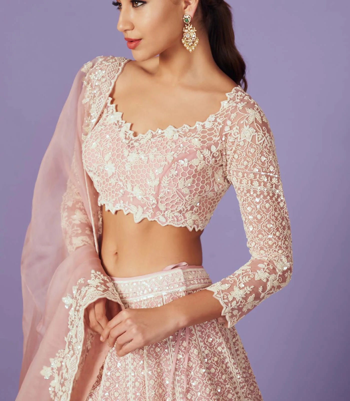 Pink Organza Galilea Lehenga Set