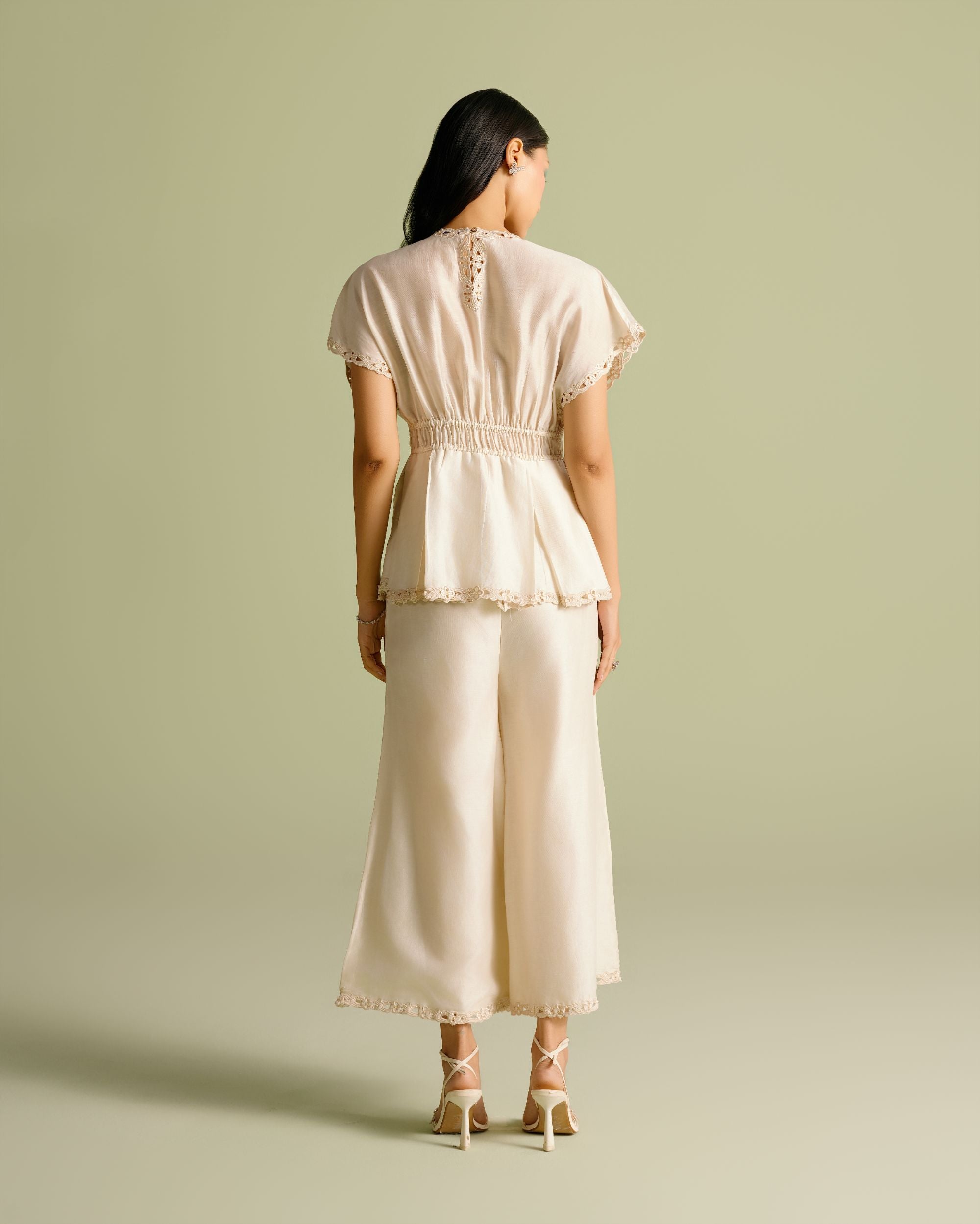 Ivory Butterfly Mosaic Pants