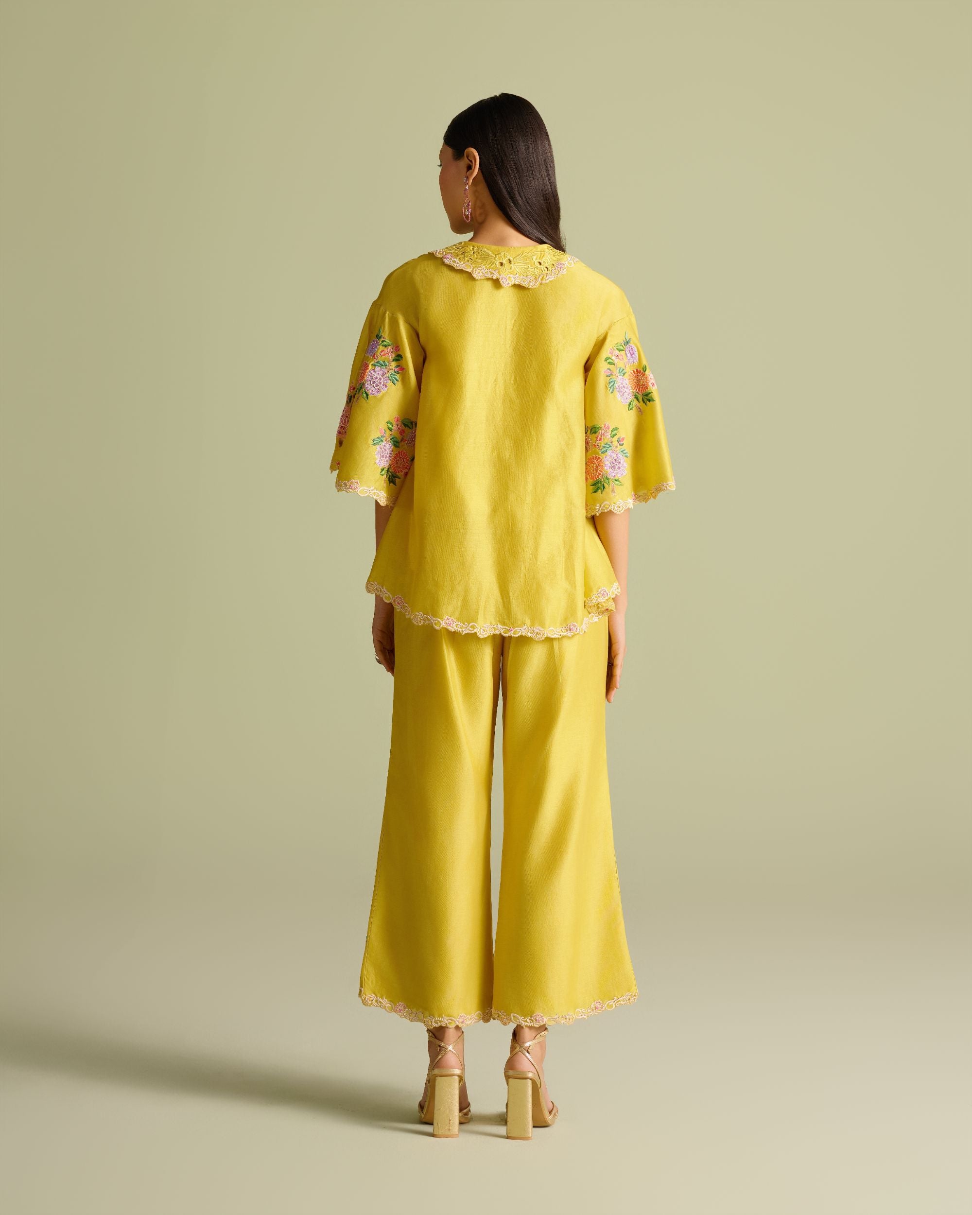 Yellow Floral Bunch Mosaic Pants