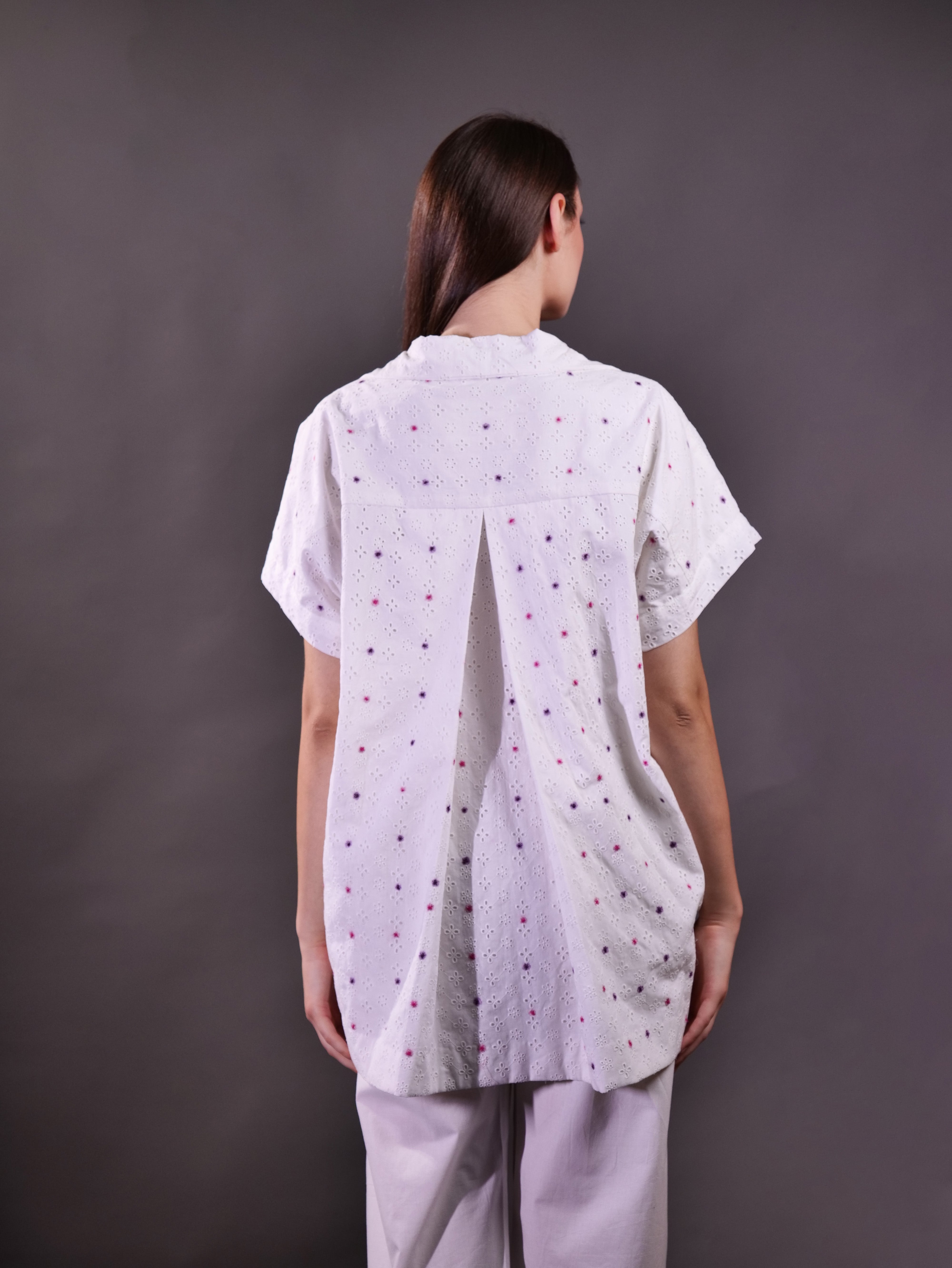 Schiffli Hand Embroidered Shirt with Trousers