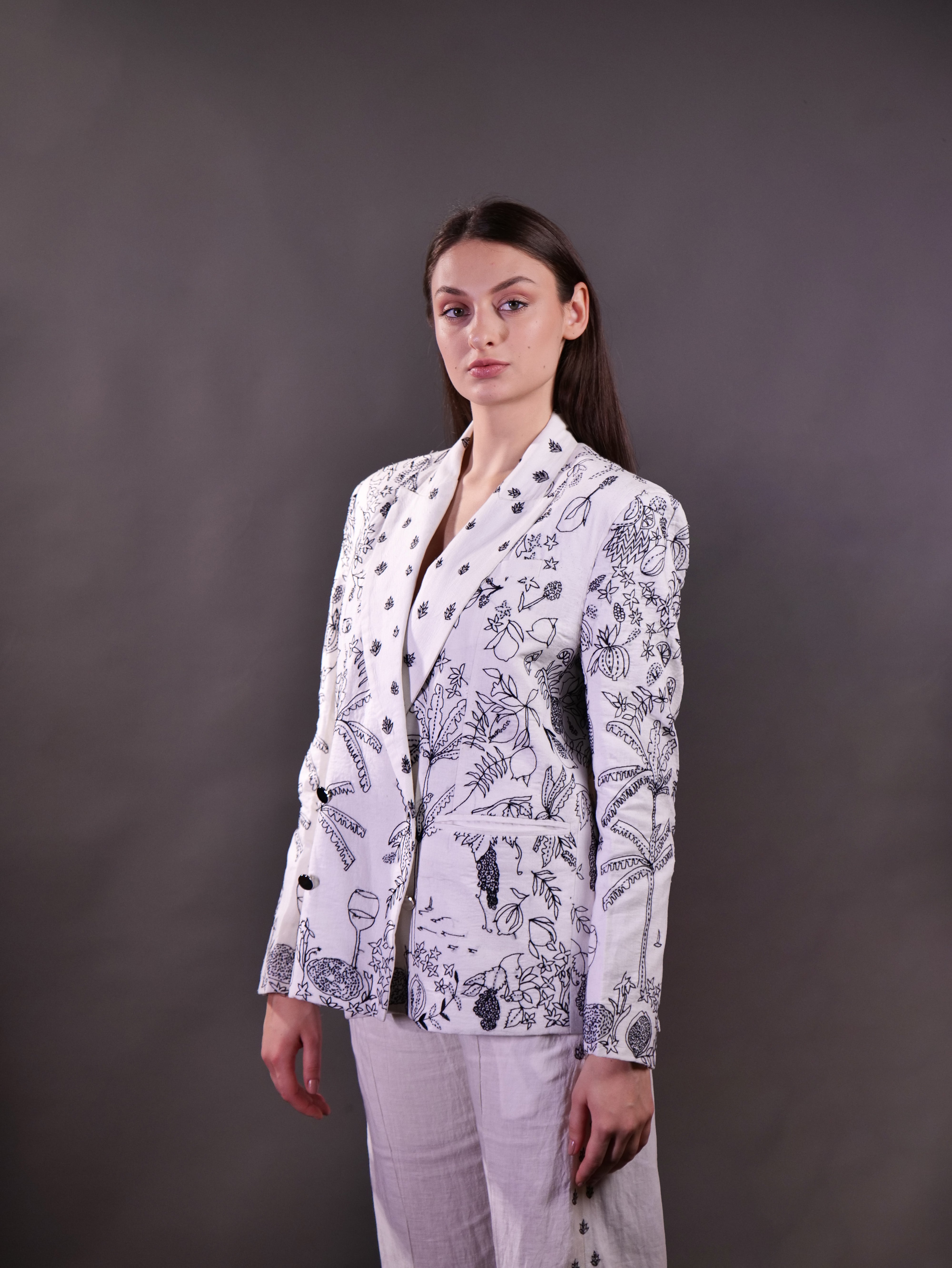 Kantha Embroidered Blazer with Trousers