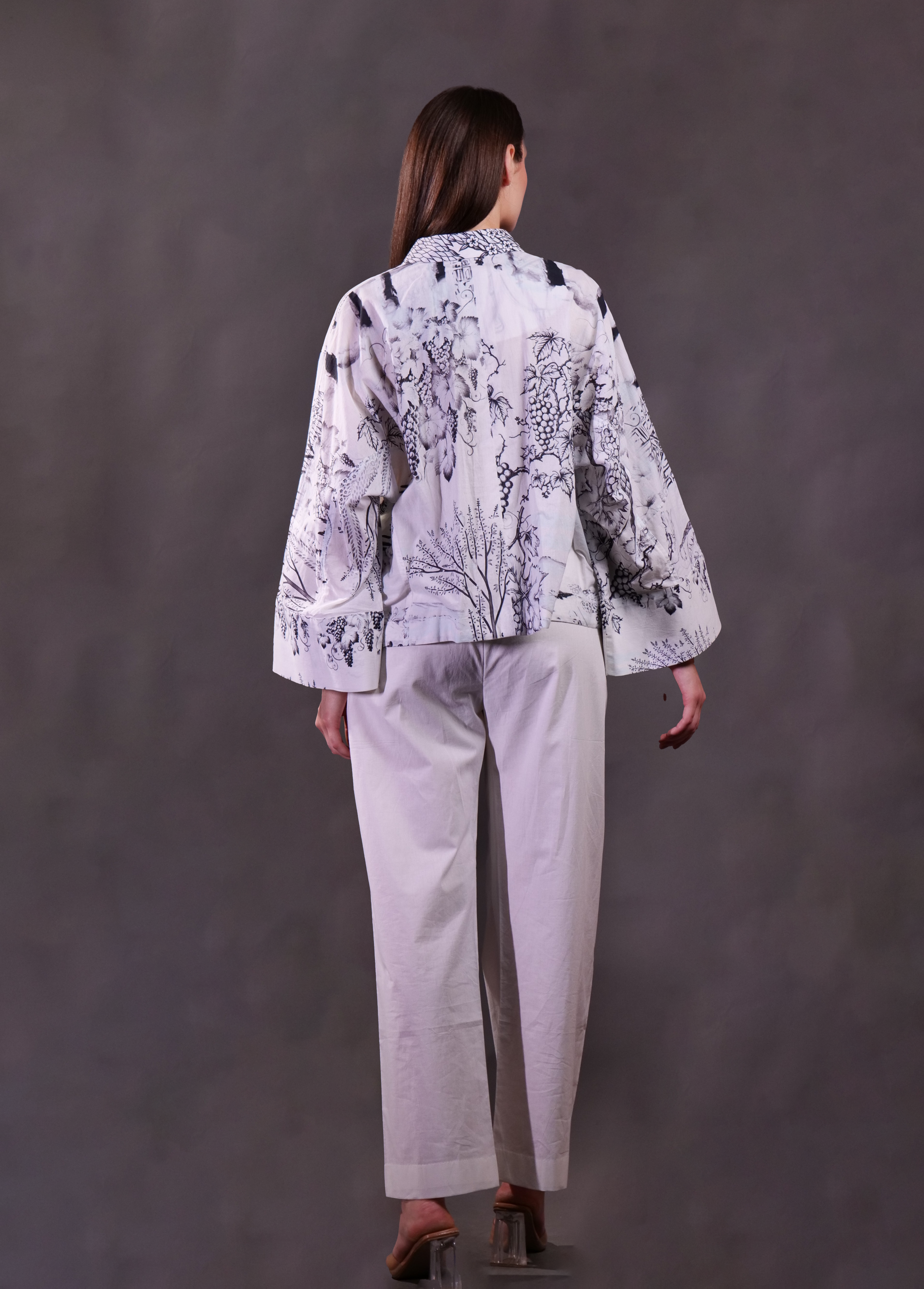 Printed Shirt with Hand Embroidered Highlight with Trousers
