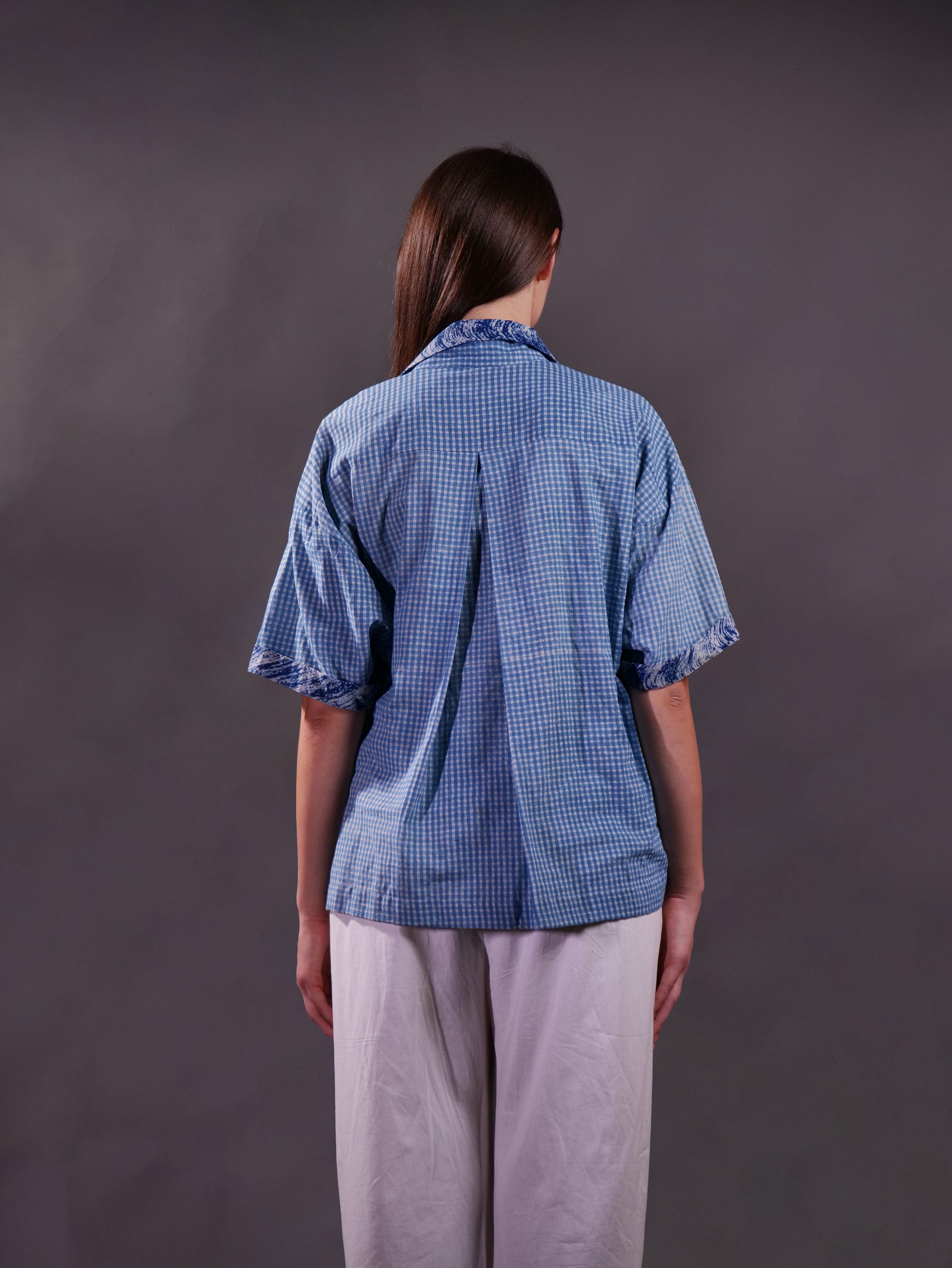 Block Printed Cotton Top with Hand Embroidery Kantha paired with Cotton Trousers