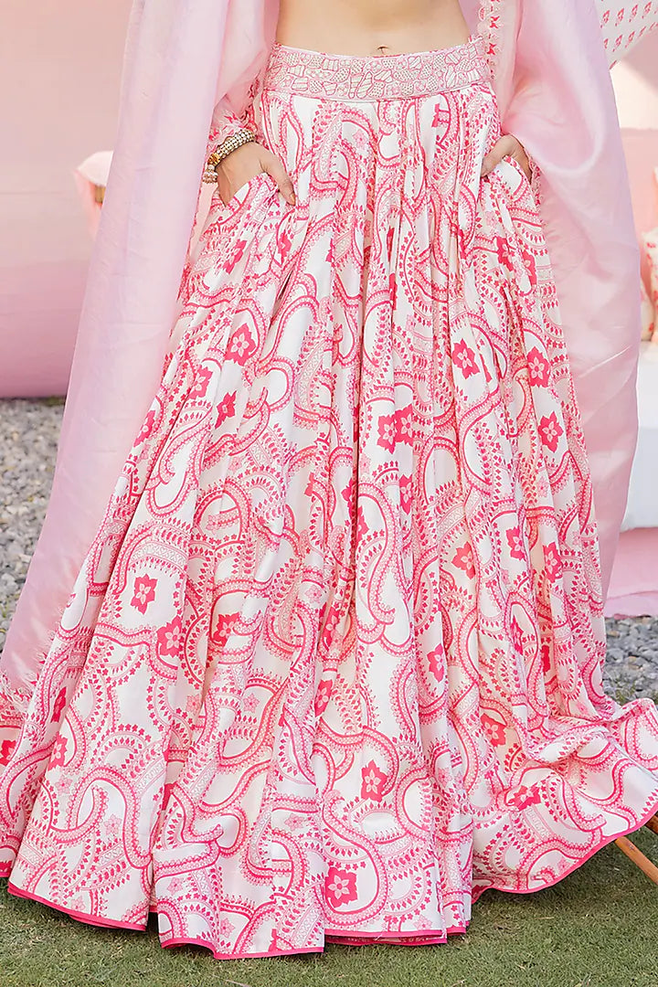 Ivory & Masoom Gulabi Silk Chanderi Printed Lehenga Set