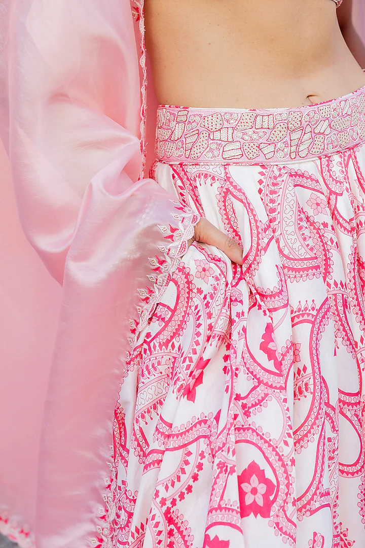Ivory & Masoom Gulabi Silk Chanderi Printed Lehenga Set