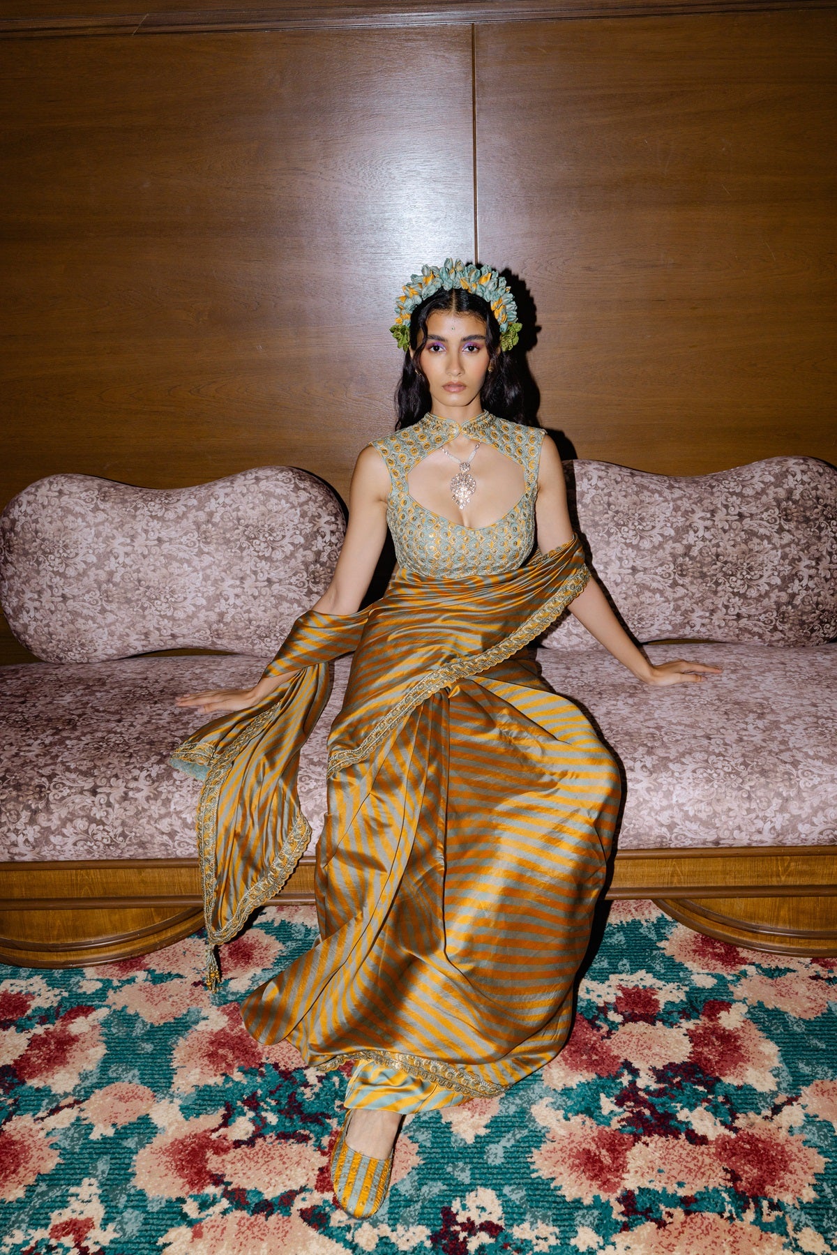 Mustard  Saree Set