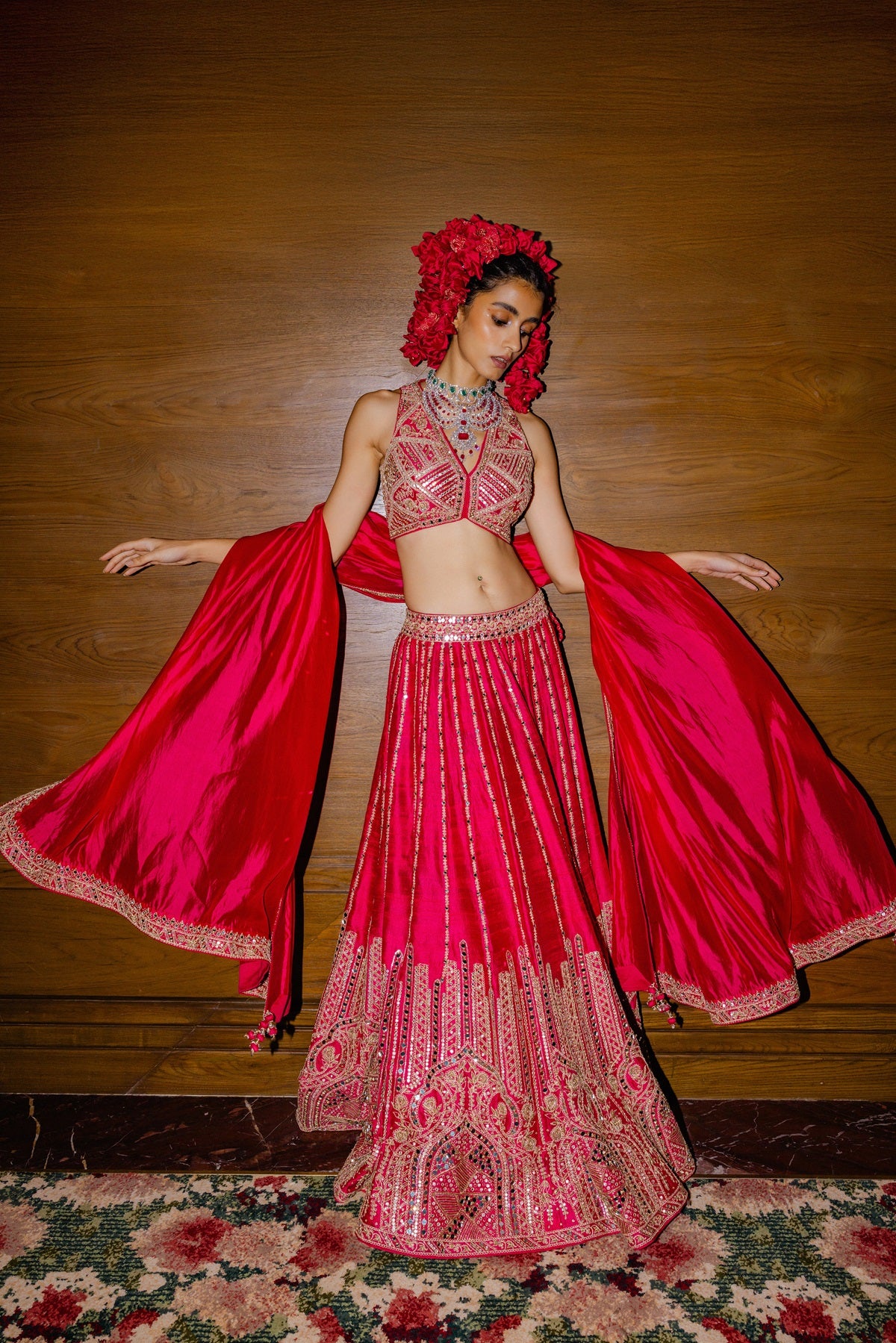 Raspberry Lehenga Set
