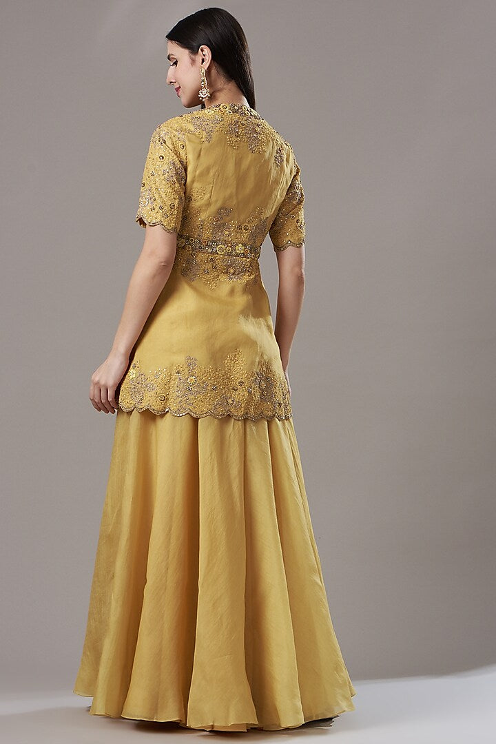 Yellow Organza Sharara Set