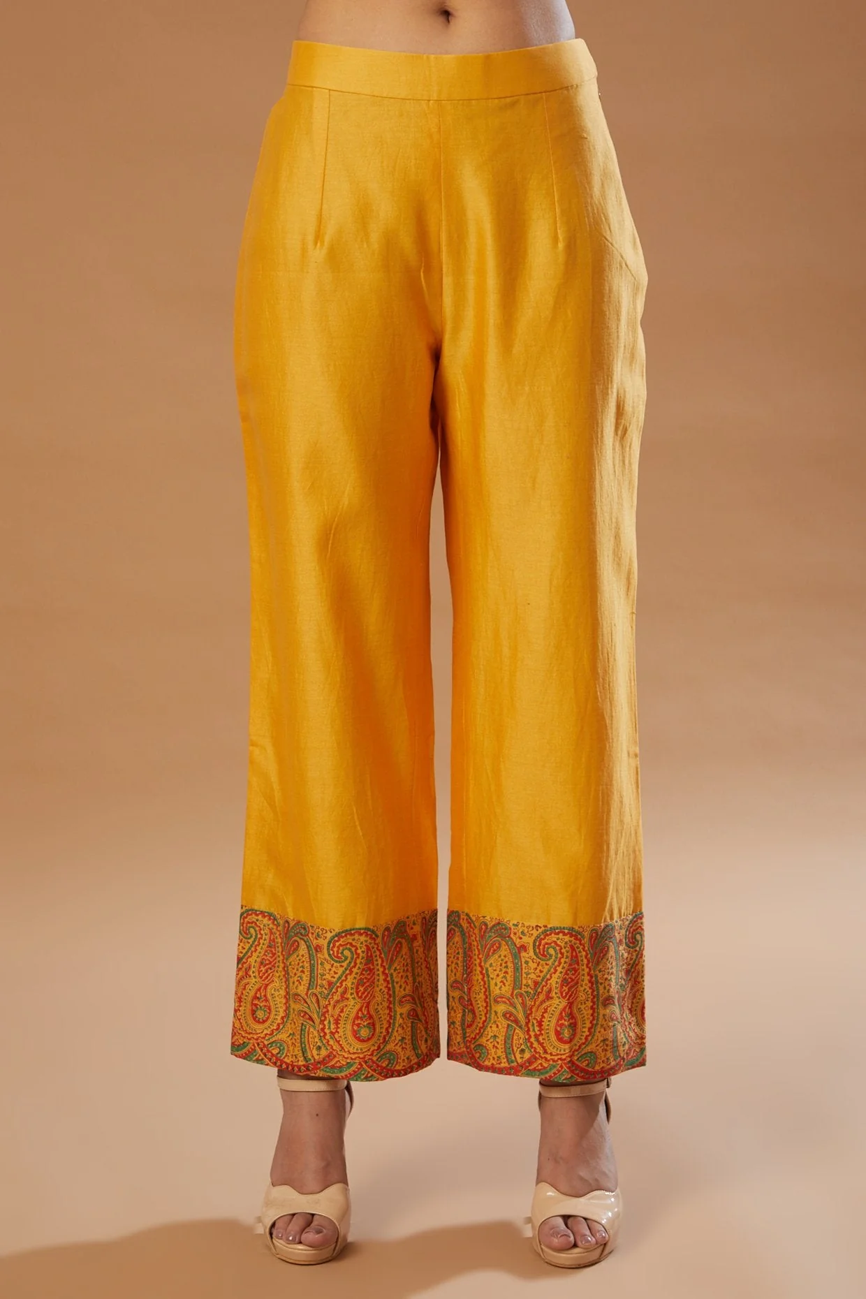 Yellow Chanderi Embroidered Kurta Set