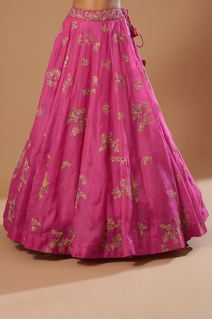 Pink Embroidered Lehenga Set