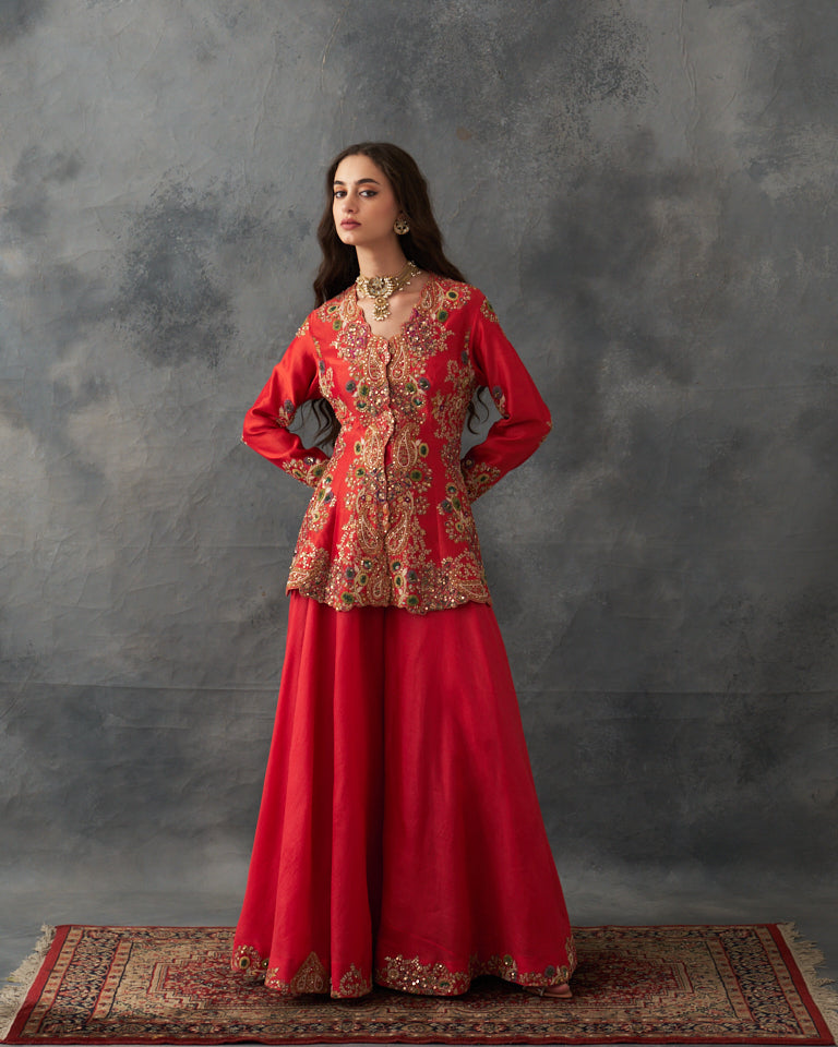 Gulrez Peplum sharara set.