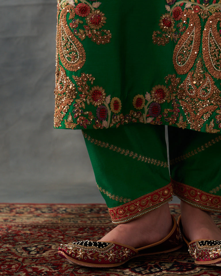 Gulrez A-line Kurta set with pants & dupatta.