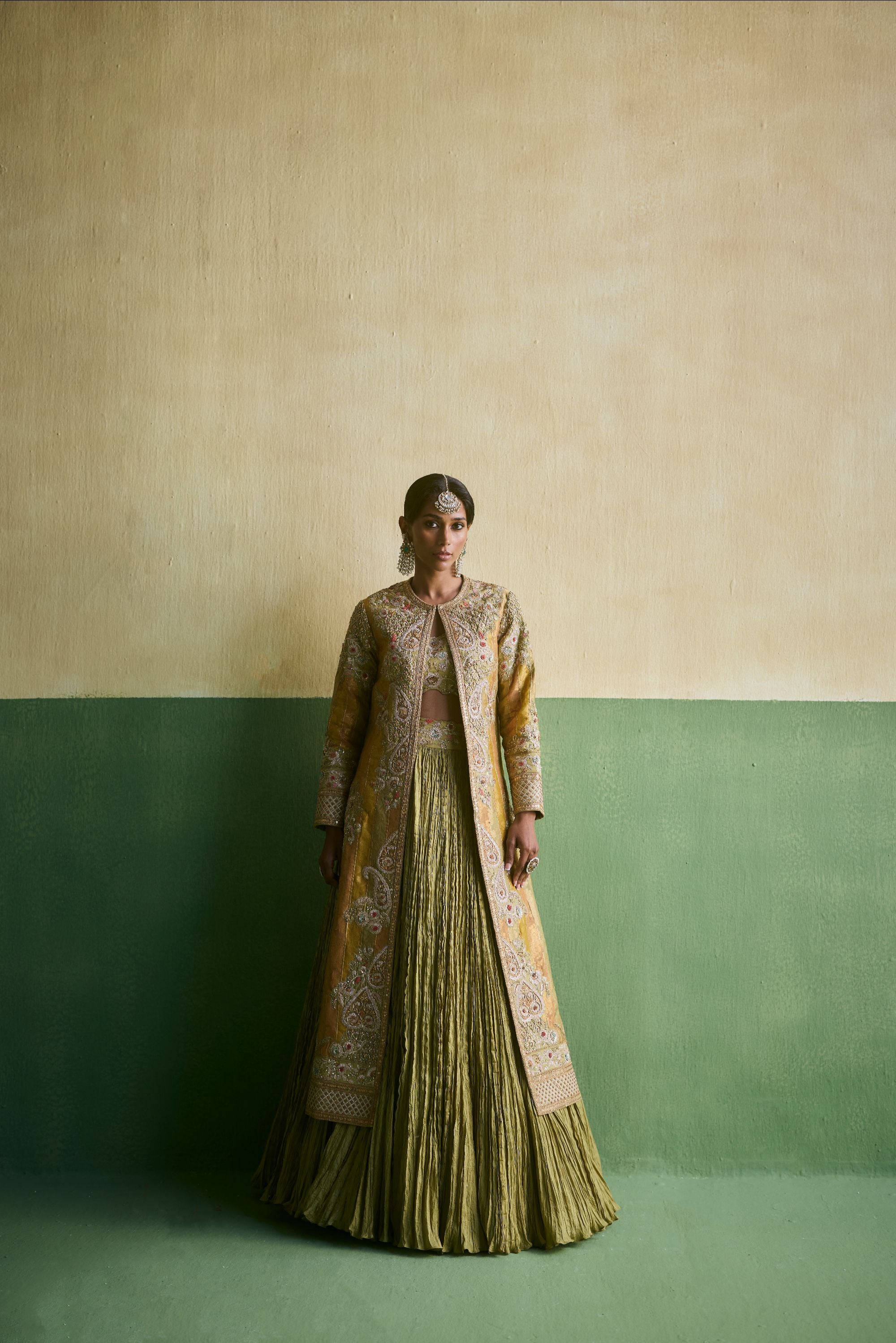 Sage Green Chanderi Brocade Set