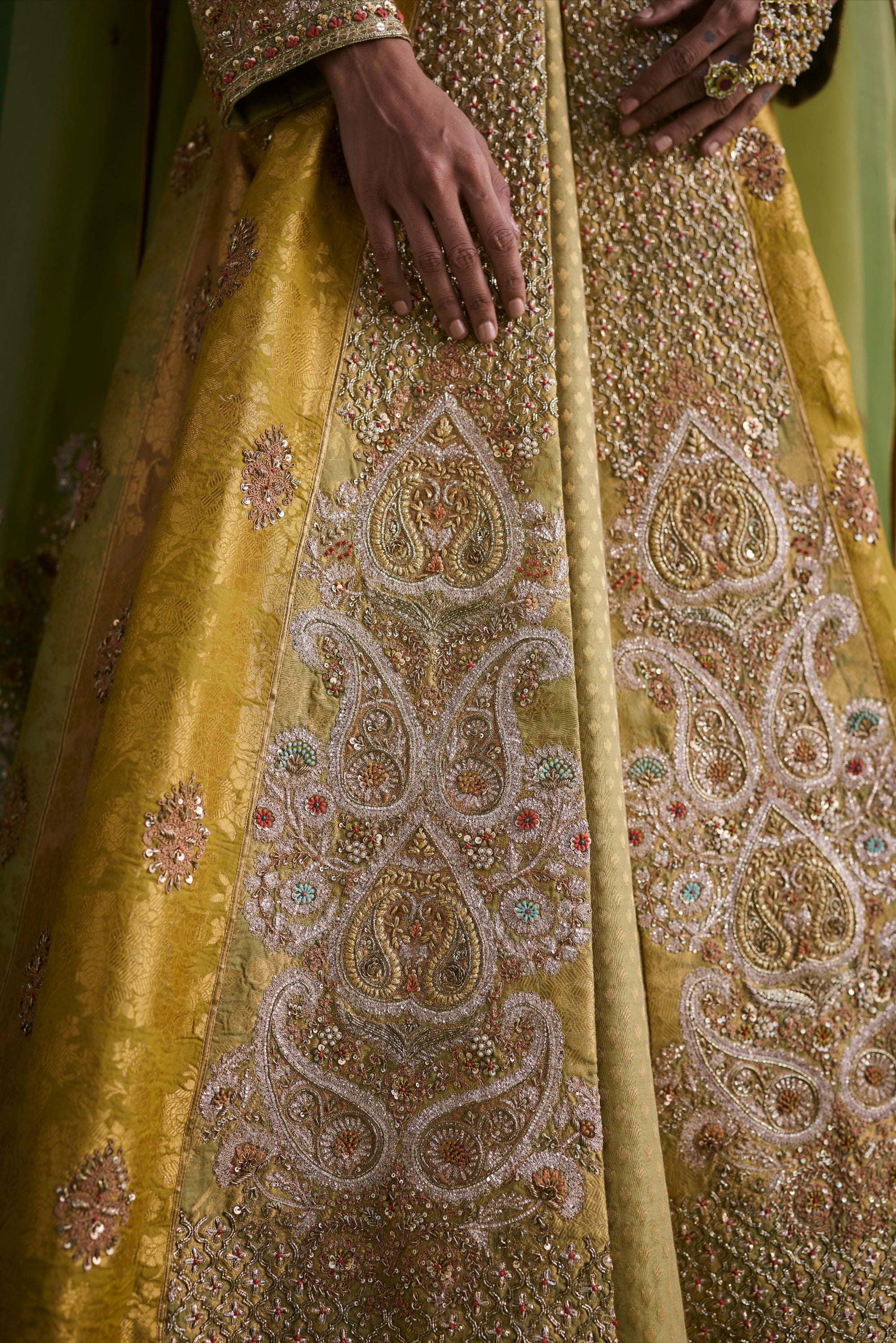 Sage Green Chanderi Brocade Organza Set