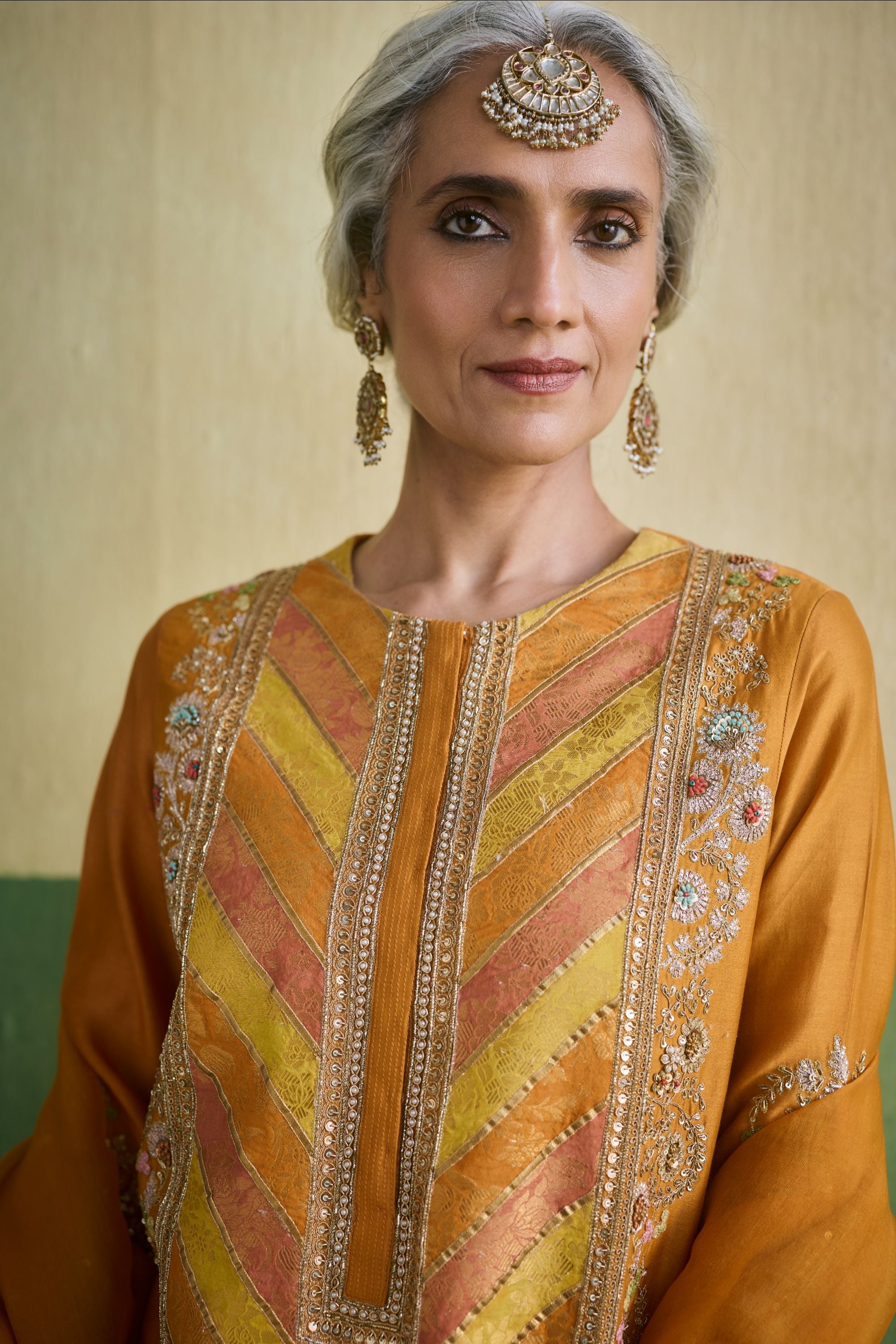 Orange Chanderi Organza Set