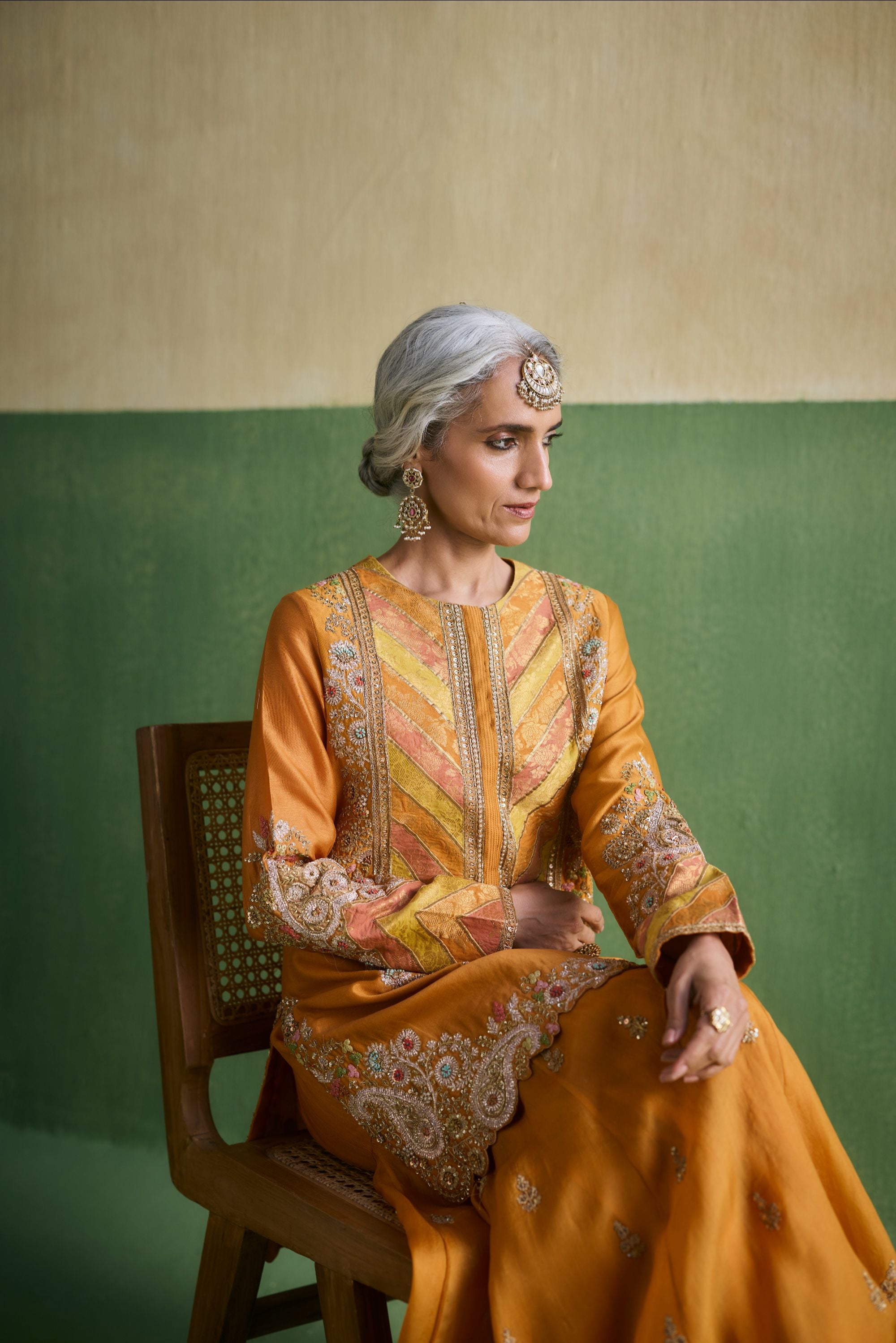 Orange Chanderi Organza Set