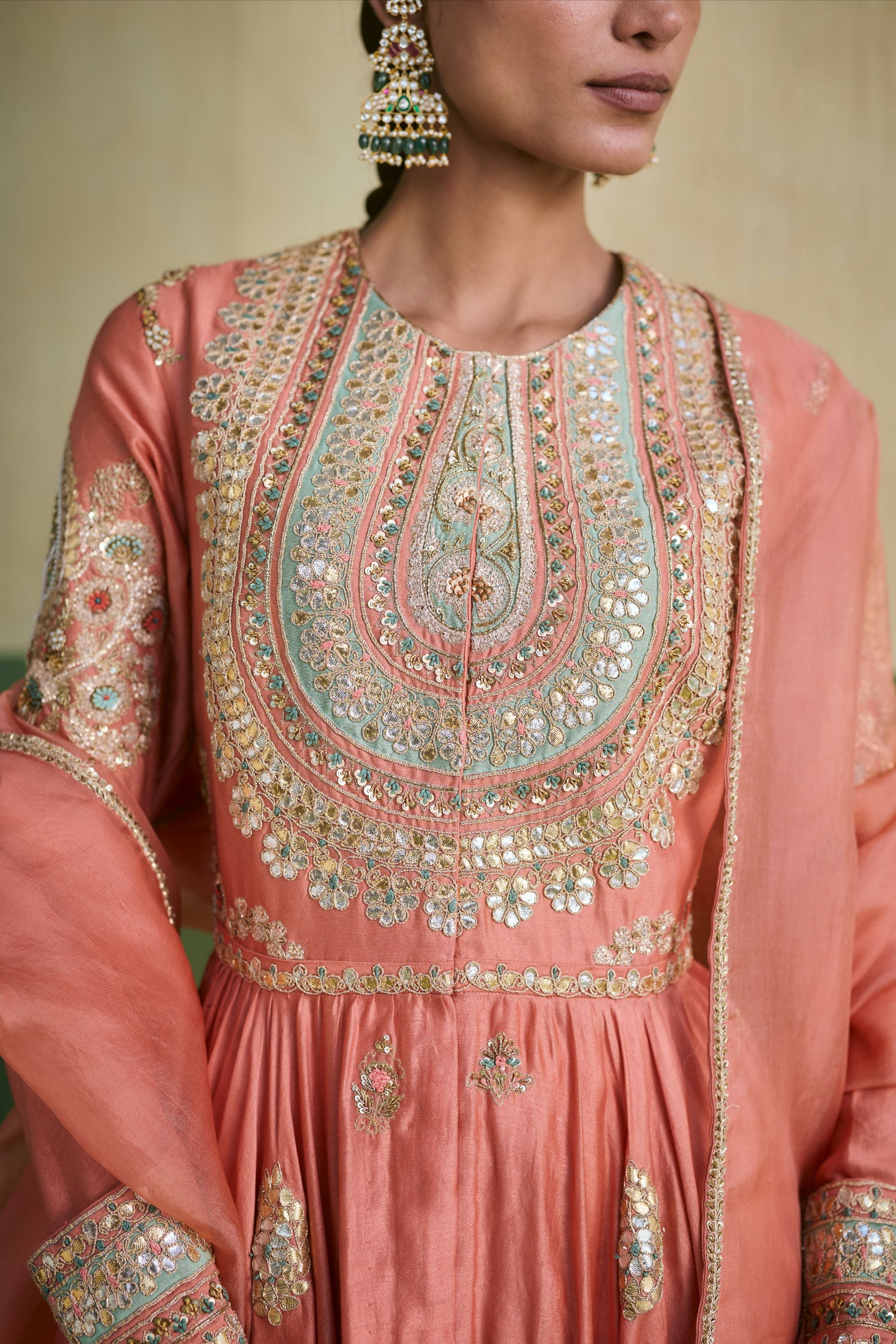 Rose Pink Chanderi Organza Set