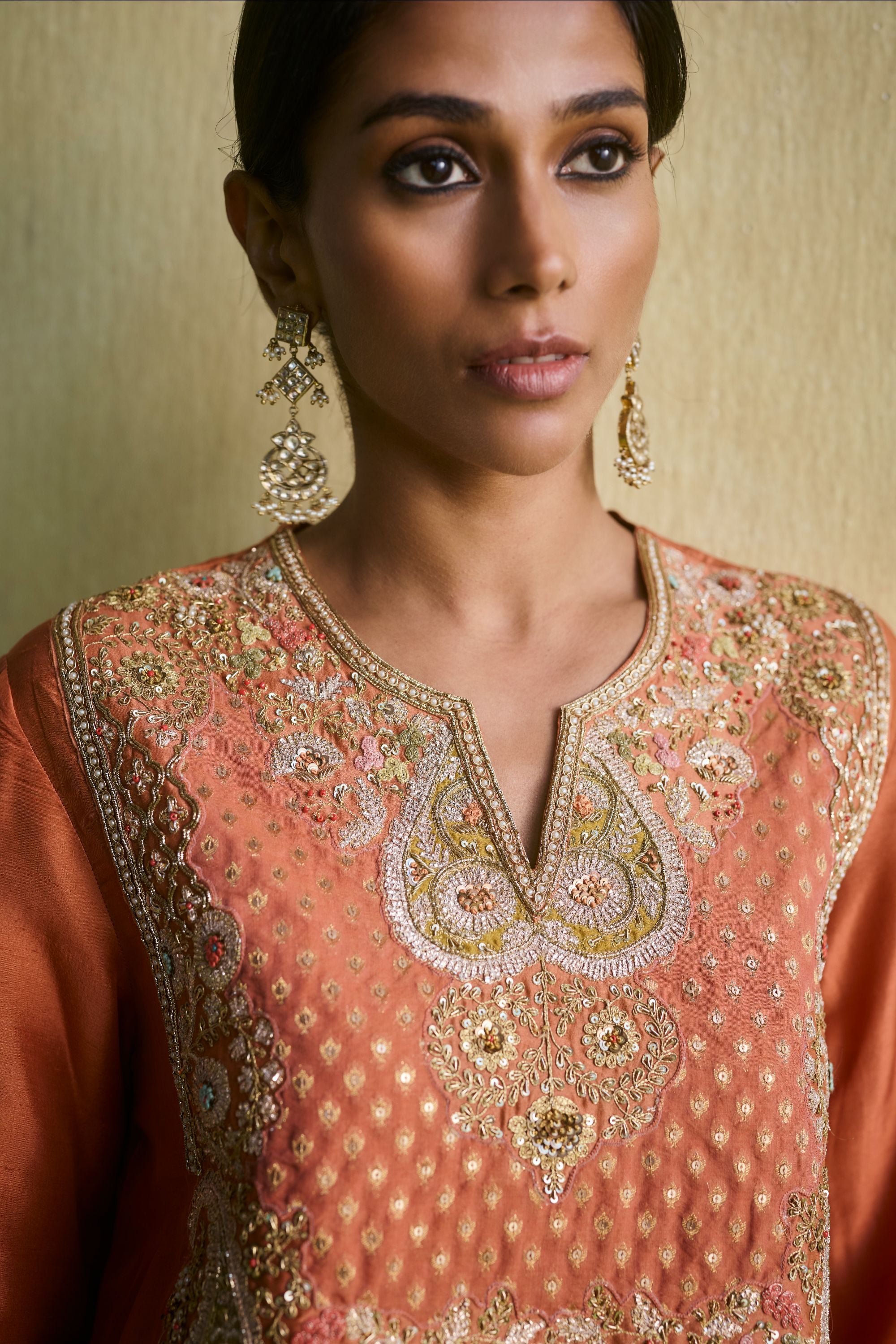Rose Pink Dupione Satin Kurta Set