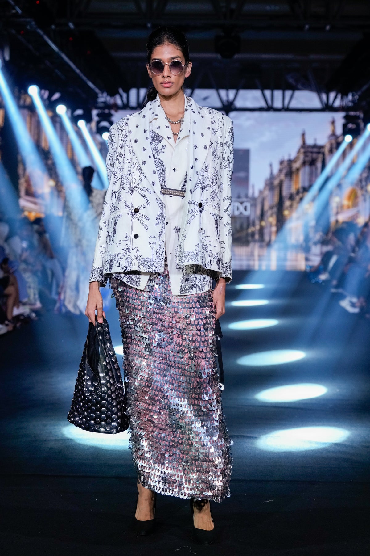 Sequin handwork Embellished Skirt set