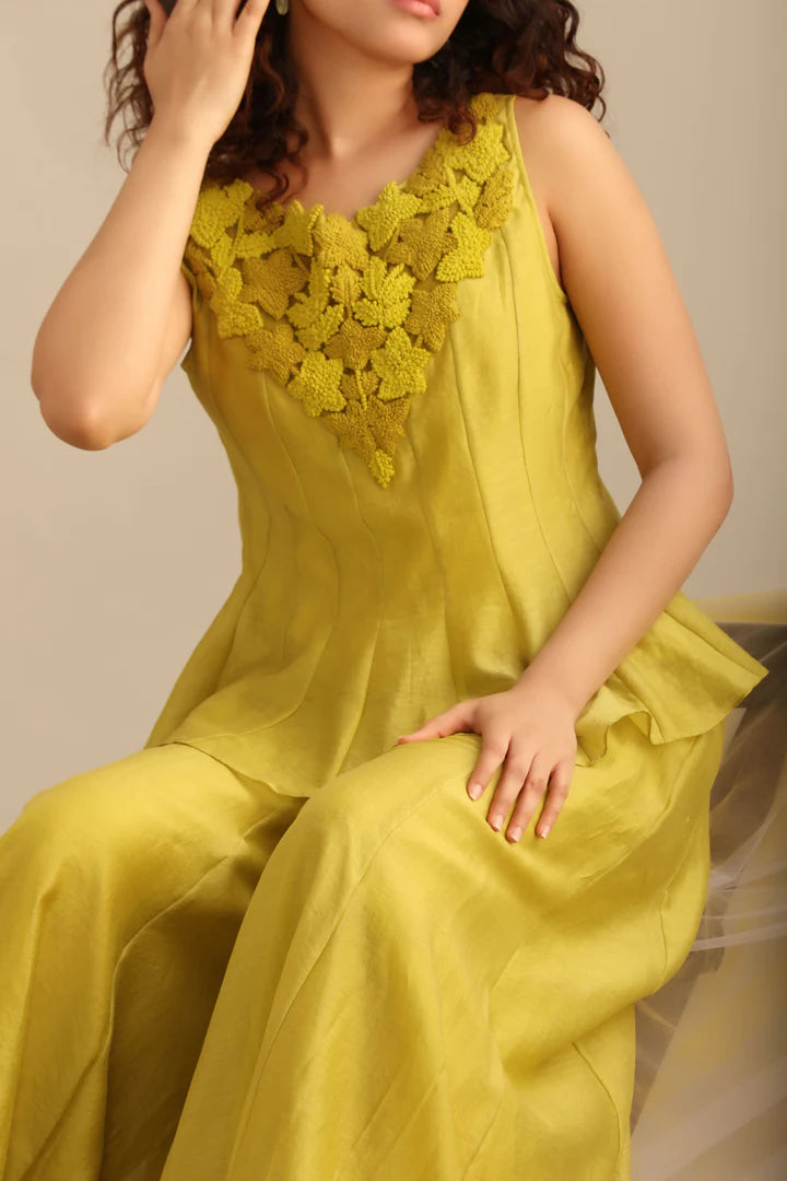 Chanderi Short Kalidar Top With Kalidar Palazoo