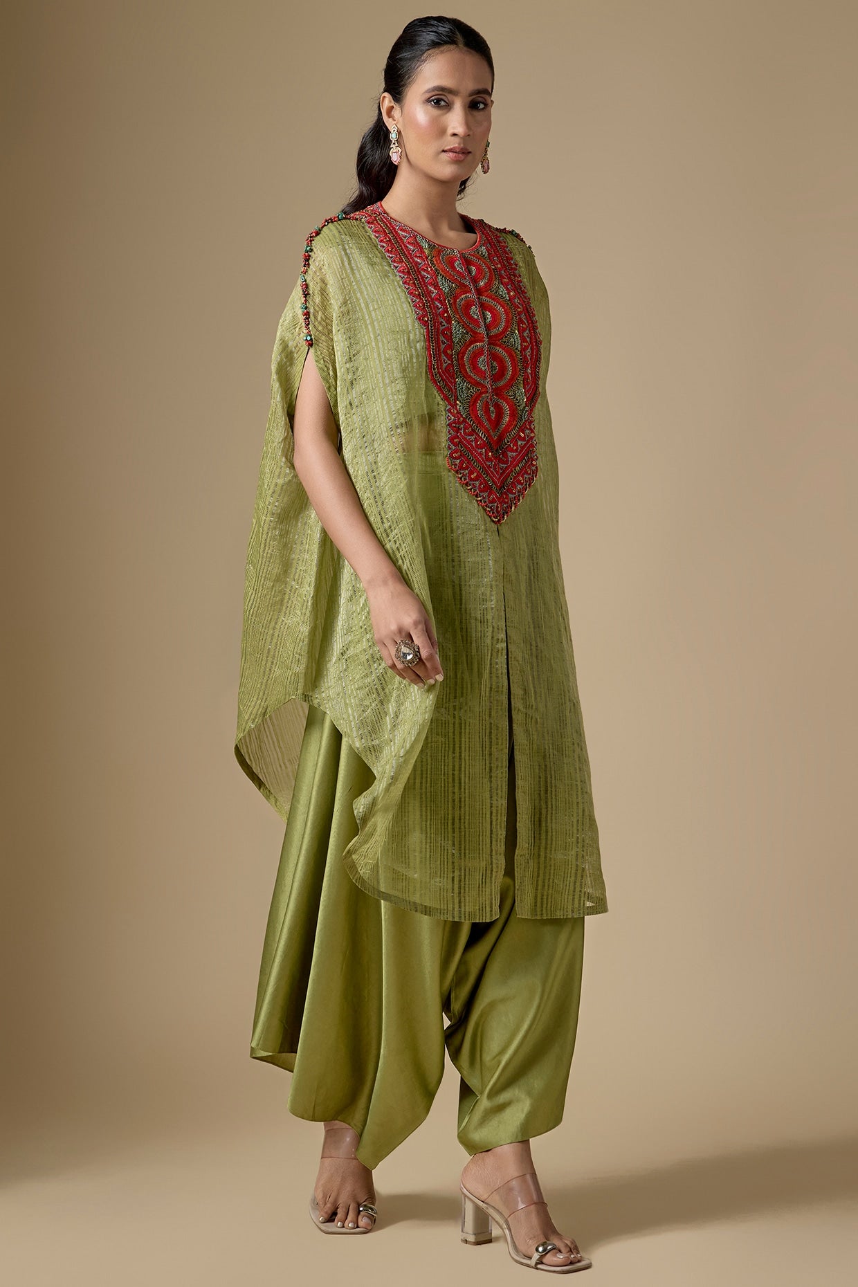 Aqua Tissue Threadwork Kaftan Set