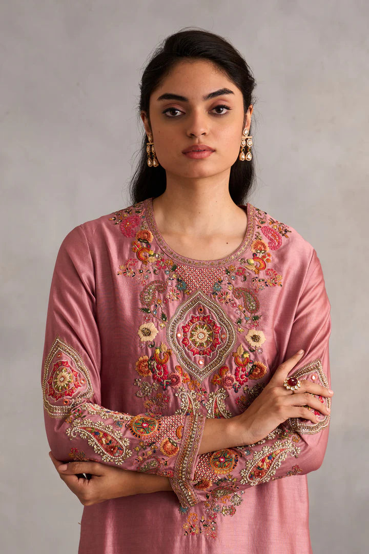 Lilac Straight Kurta With Pants And Dupatta