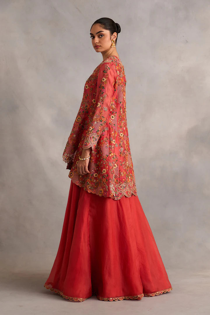 Rust Asymetric Paplum With Sharara