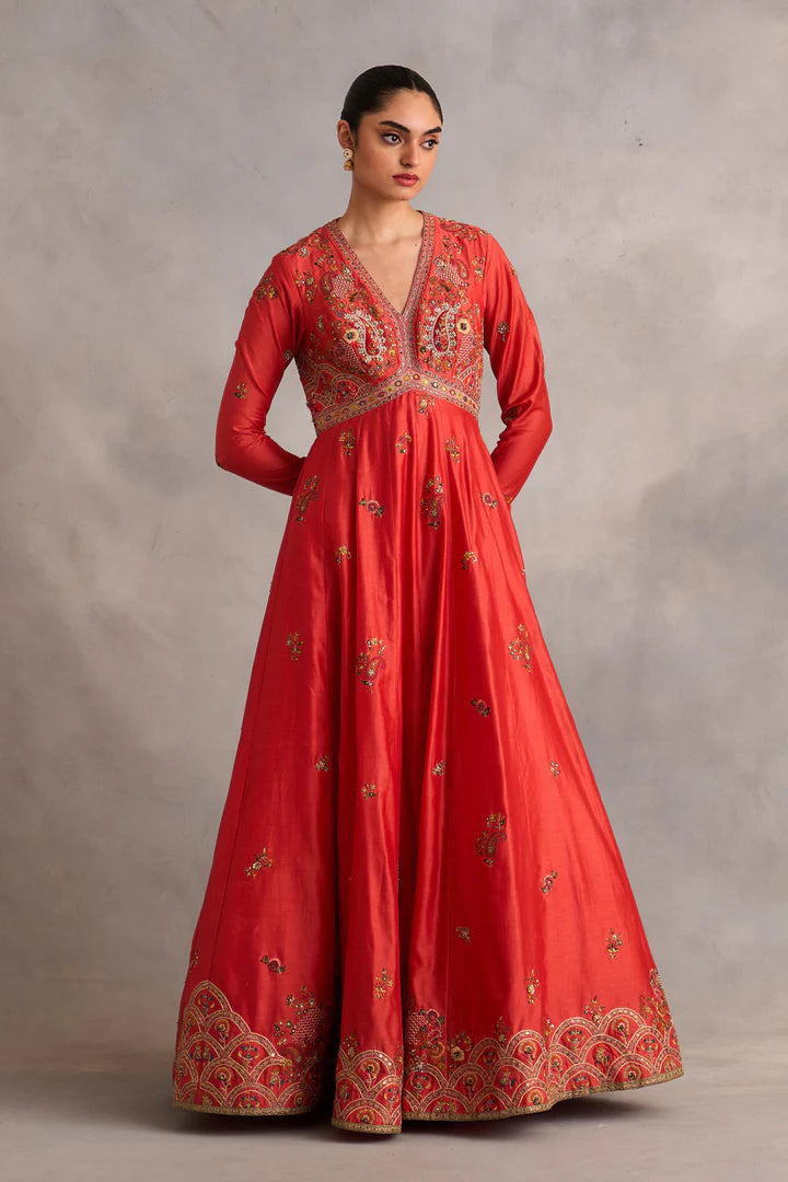 Rust Kalidar With Dupatta