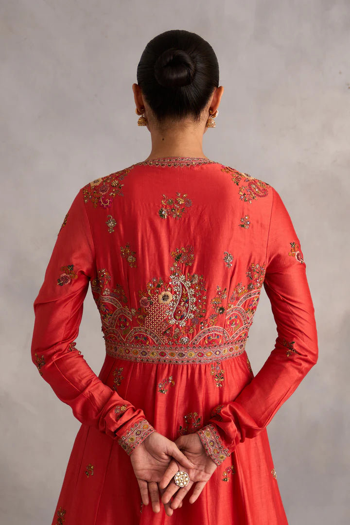 Rust Kalidar With Dupatta