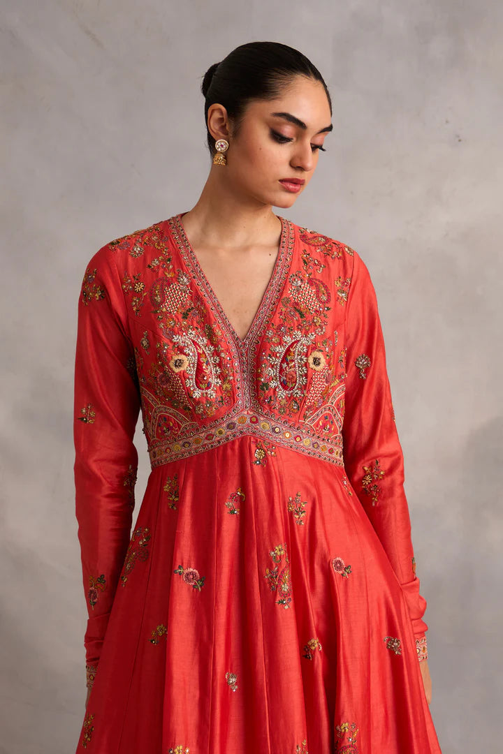 Rust Kalidar With Dupatta