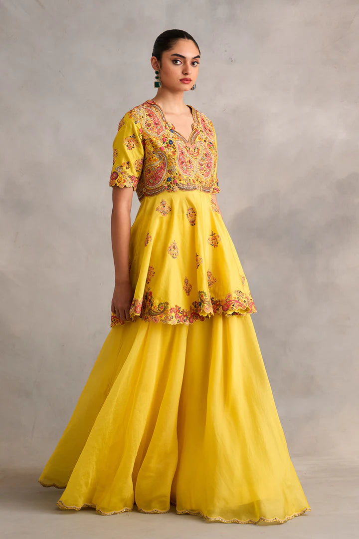 Yellow Paplum With Sharara