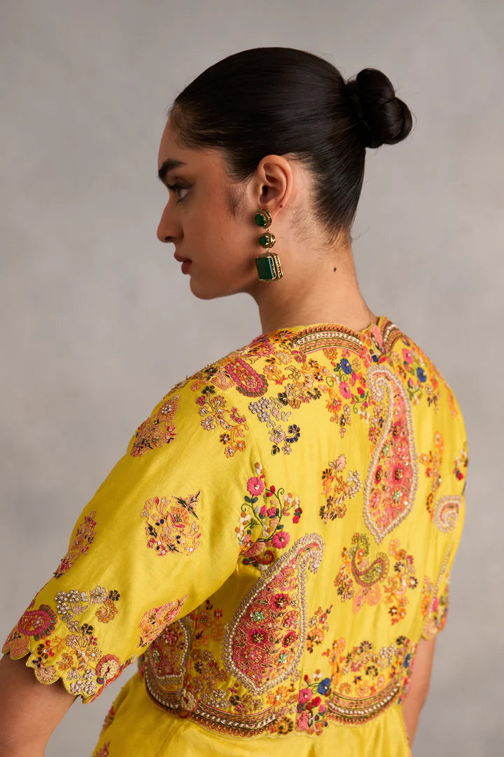 Yellow Paplum With Sharara