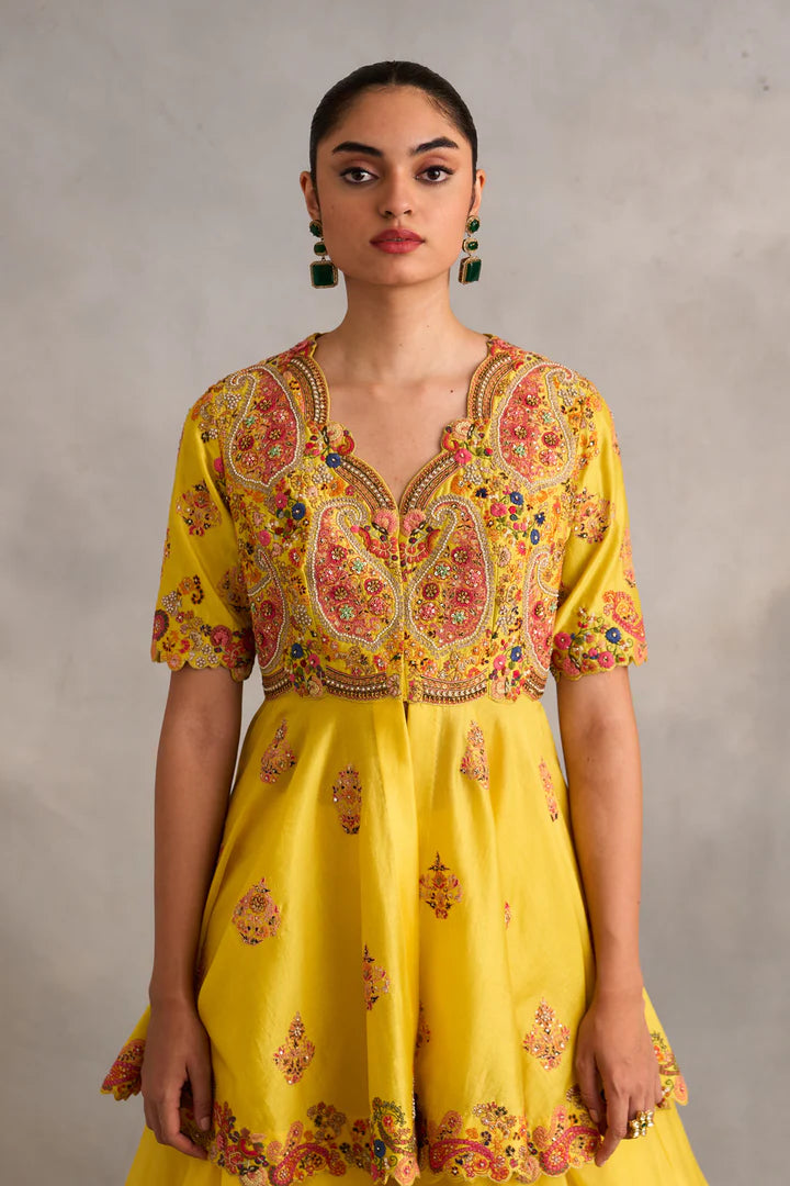 Yellow Paplum With Sharara