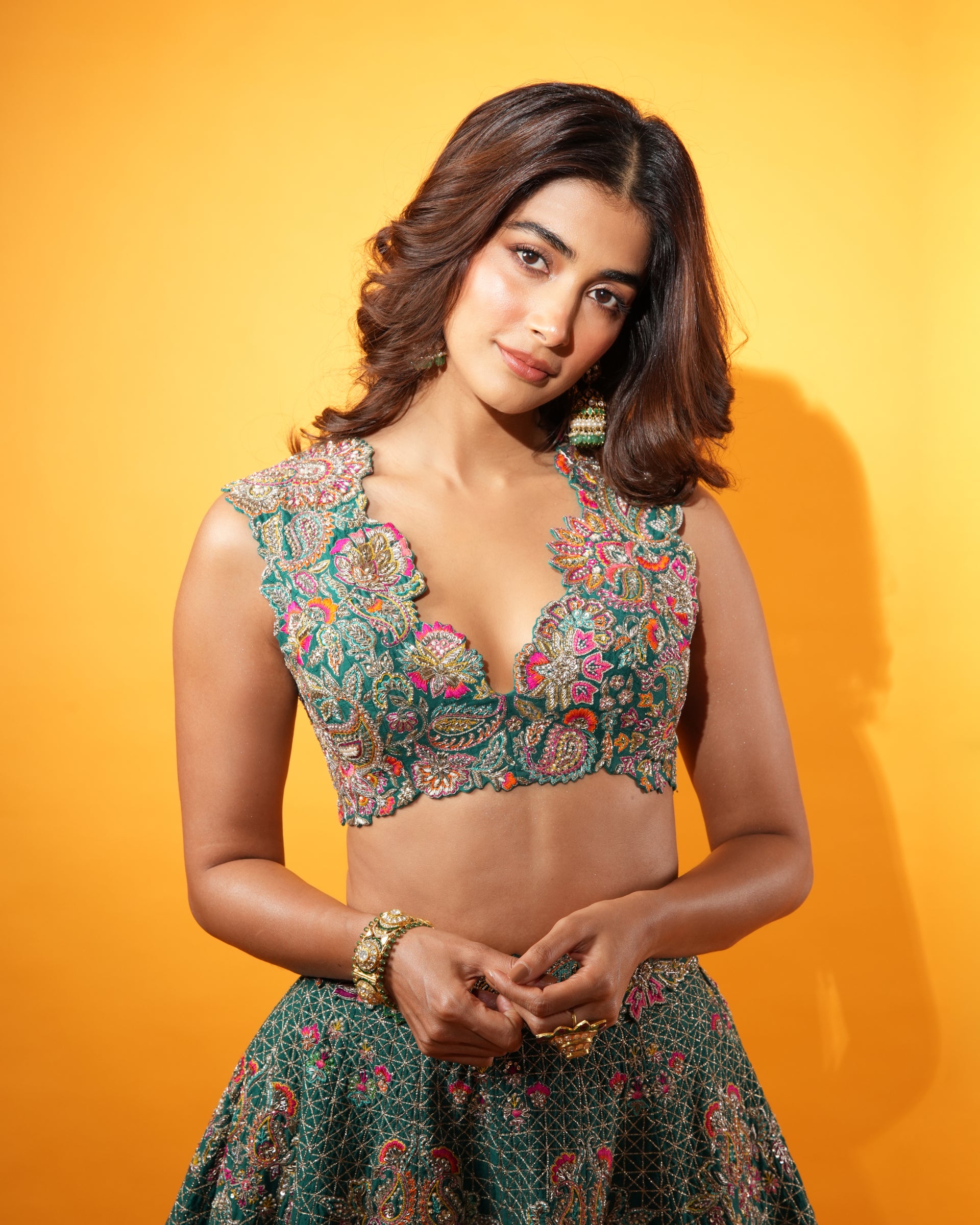 Pooja Hegde in Mudra Lehenga Set