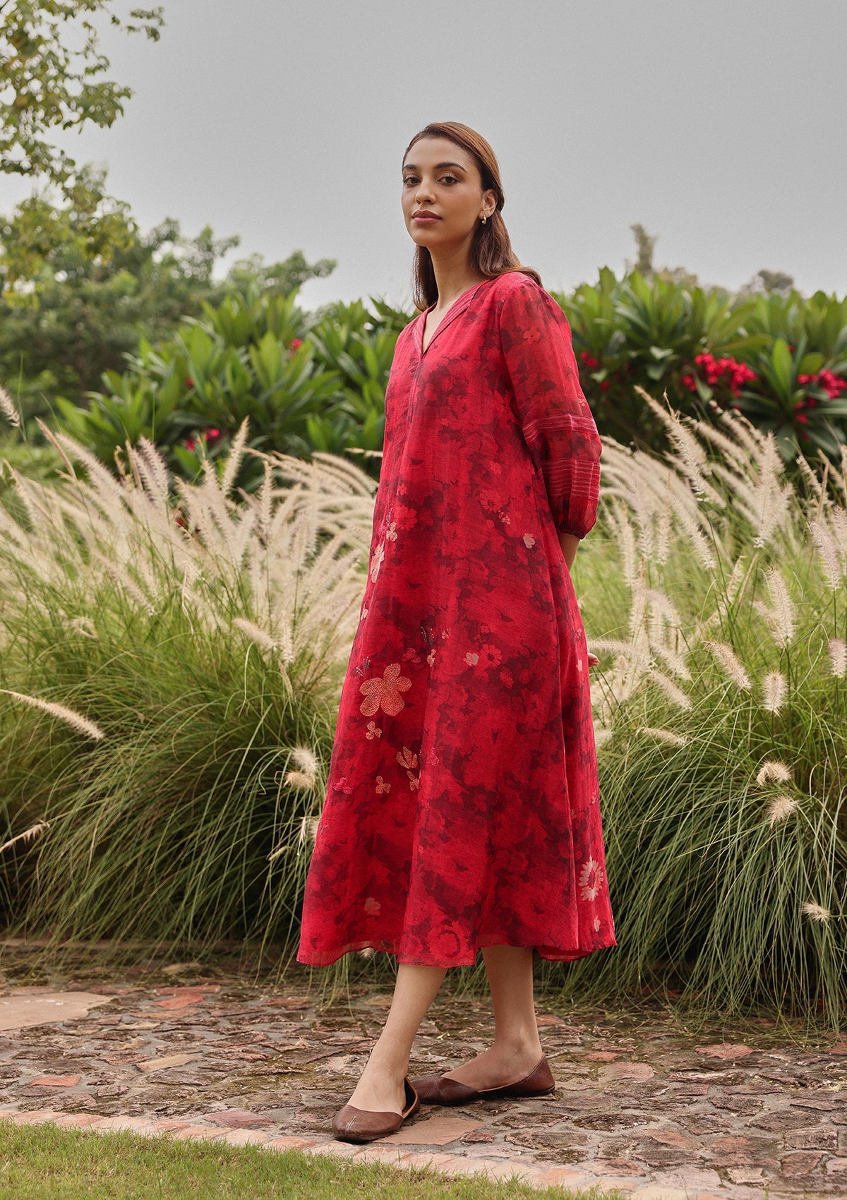 Rosewood Bloom Embroidered Dress