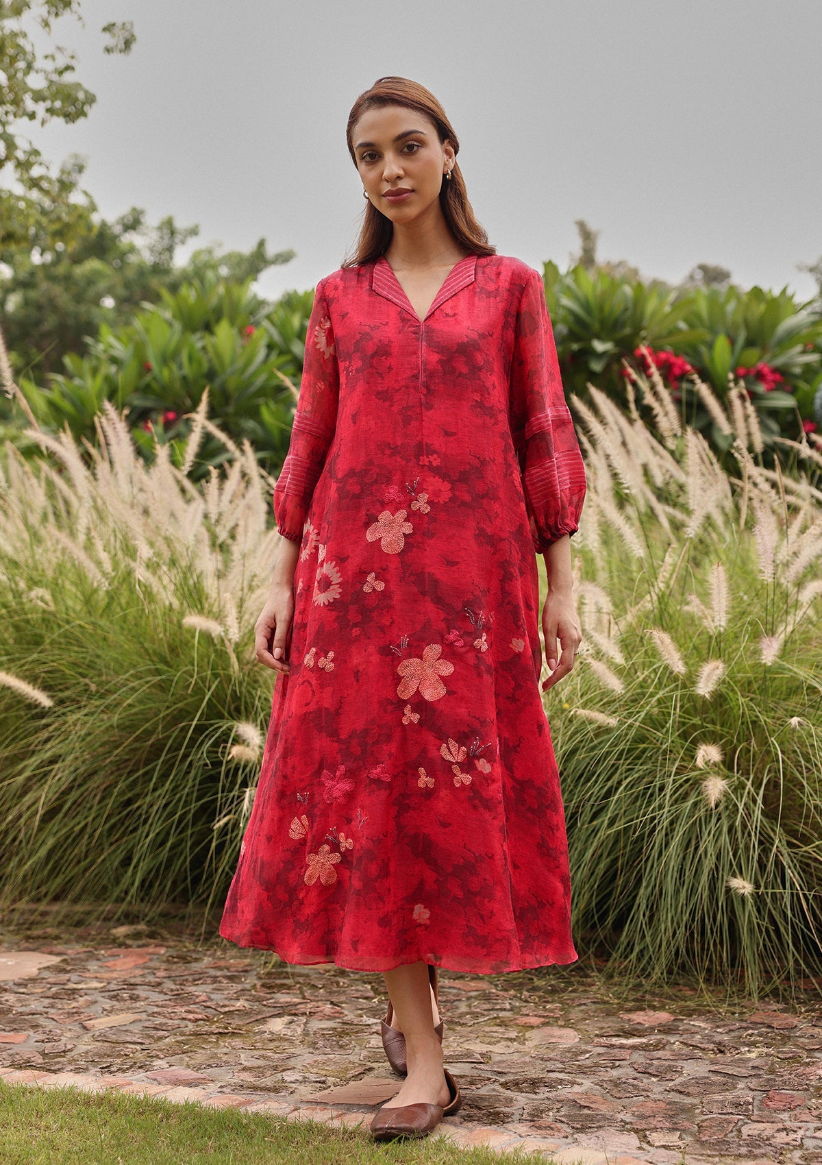 Rosewood Bloom Embroidered Dress
